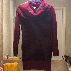 Cowl Neck/turtle neck Red Tunic Sweater  (S)